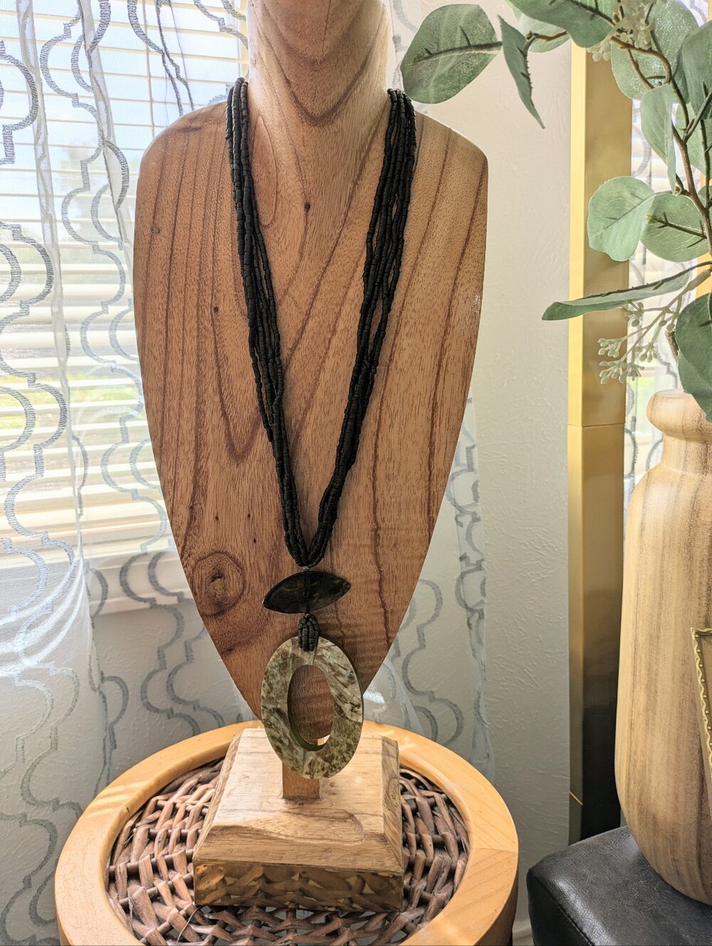 Beaded Abalone Disc Necklace